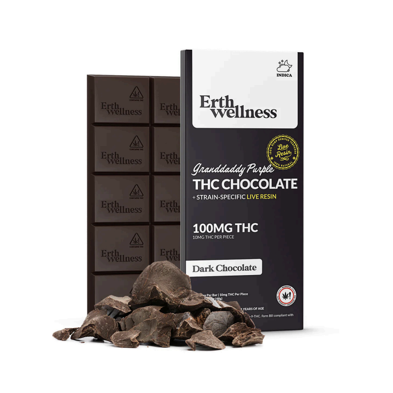 Erth Wellness Chocolate Bar THC 100mg / Granddaddy Purple Live Resin